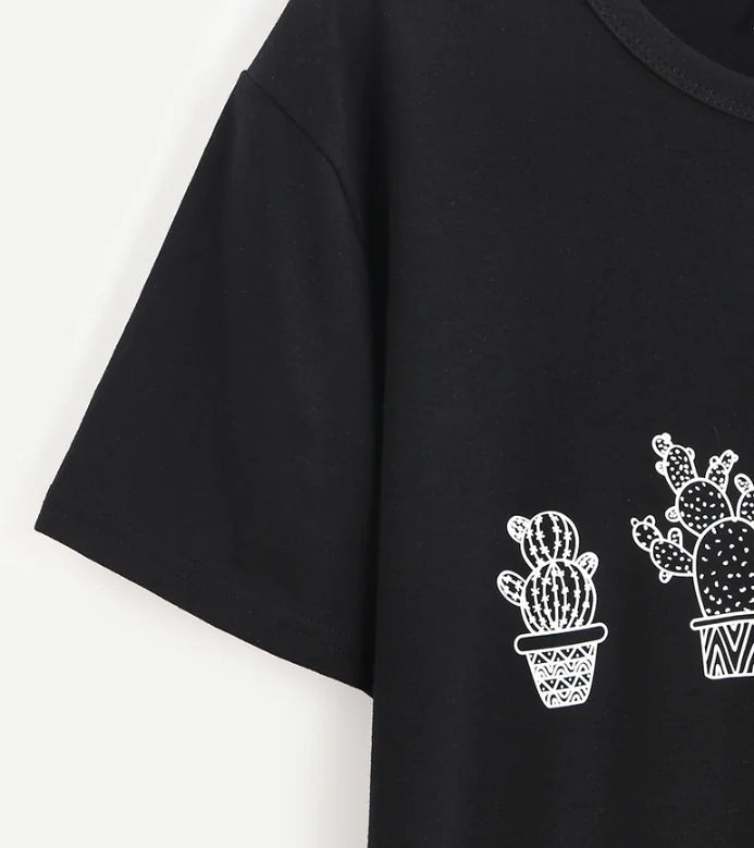 Women’s Cactus Print Slim Fit T-Shirt