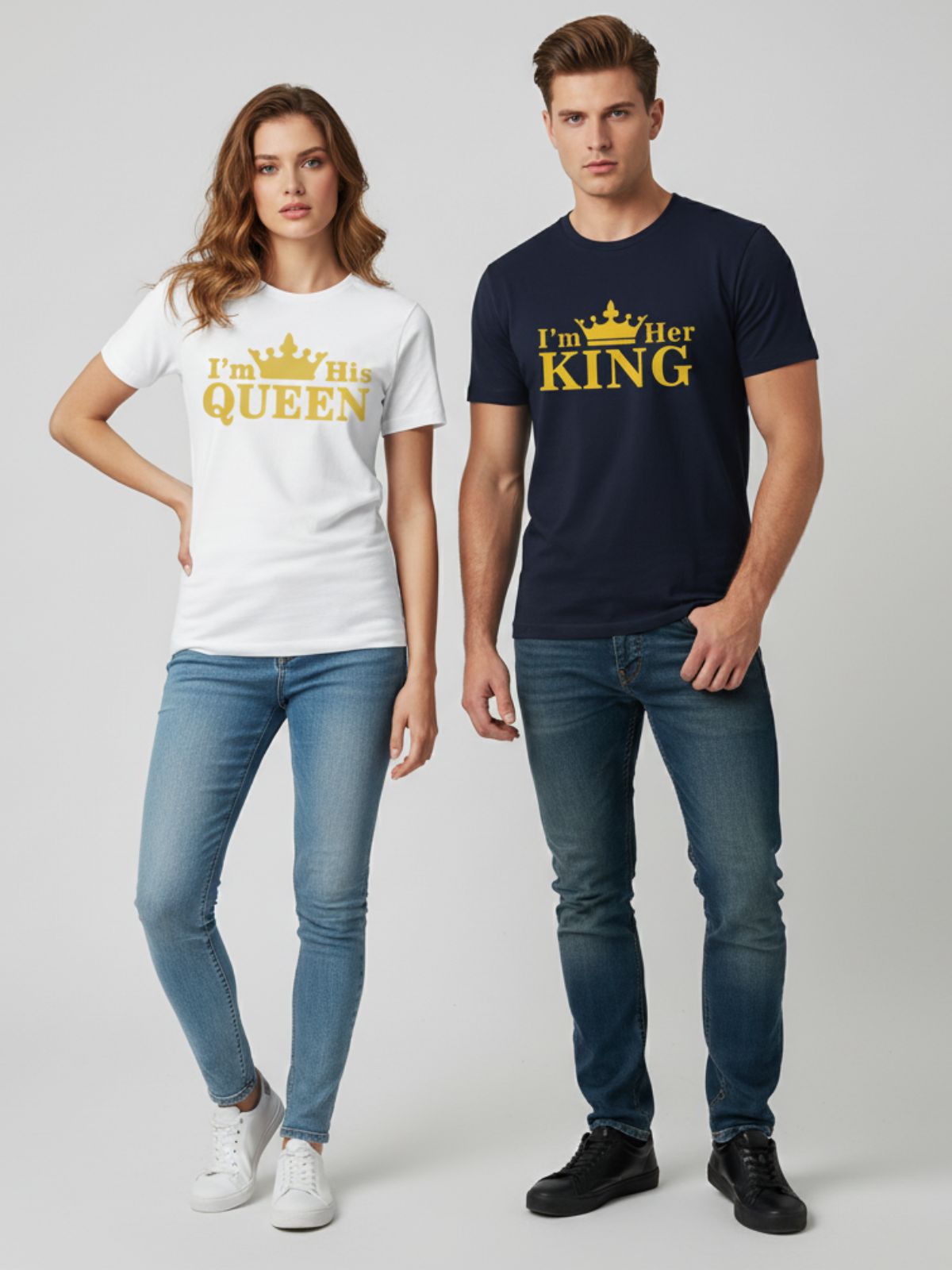 Queen Crown Printed Short Sleeve T-Shirt – Couple Tee