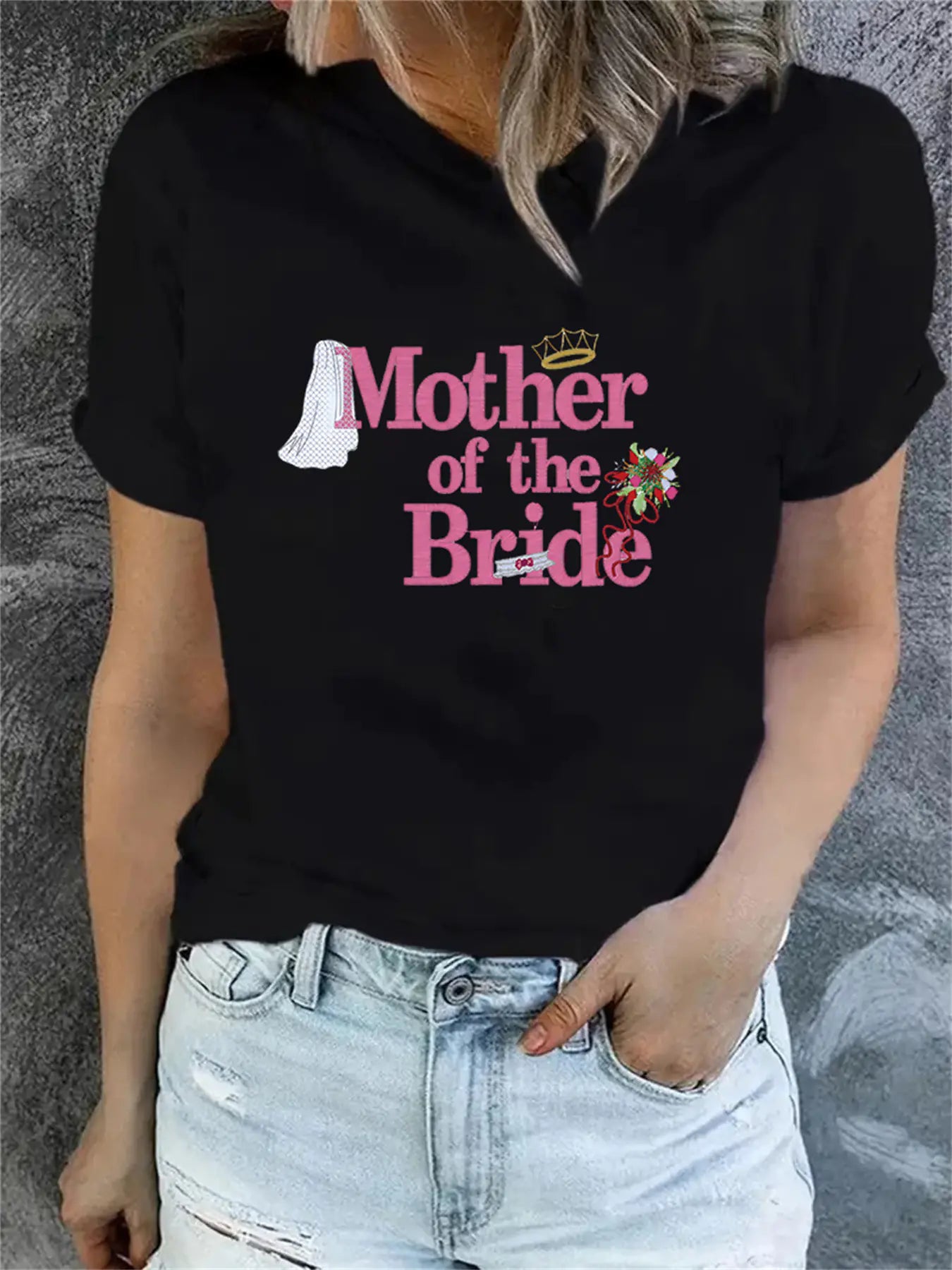 Women's Plain Print Family Matching Short Sleeve T-Shirt