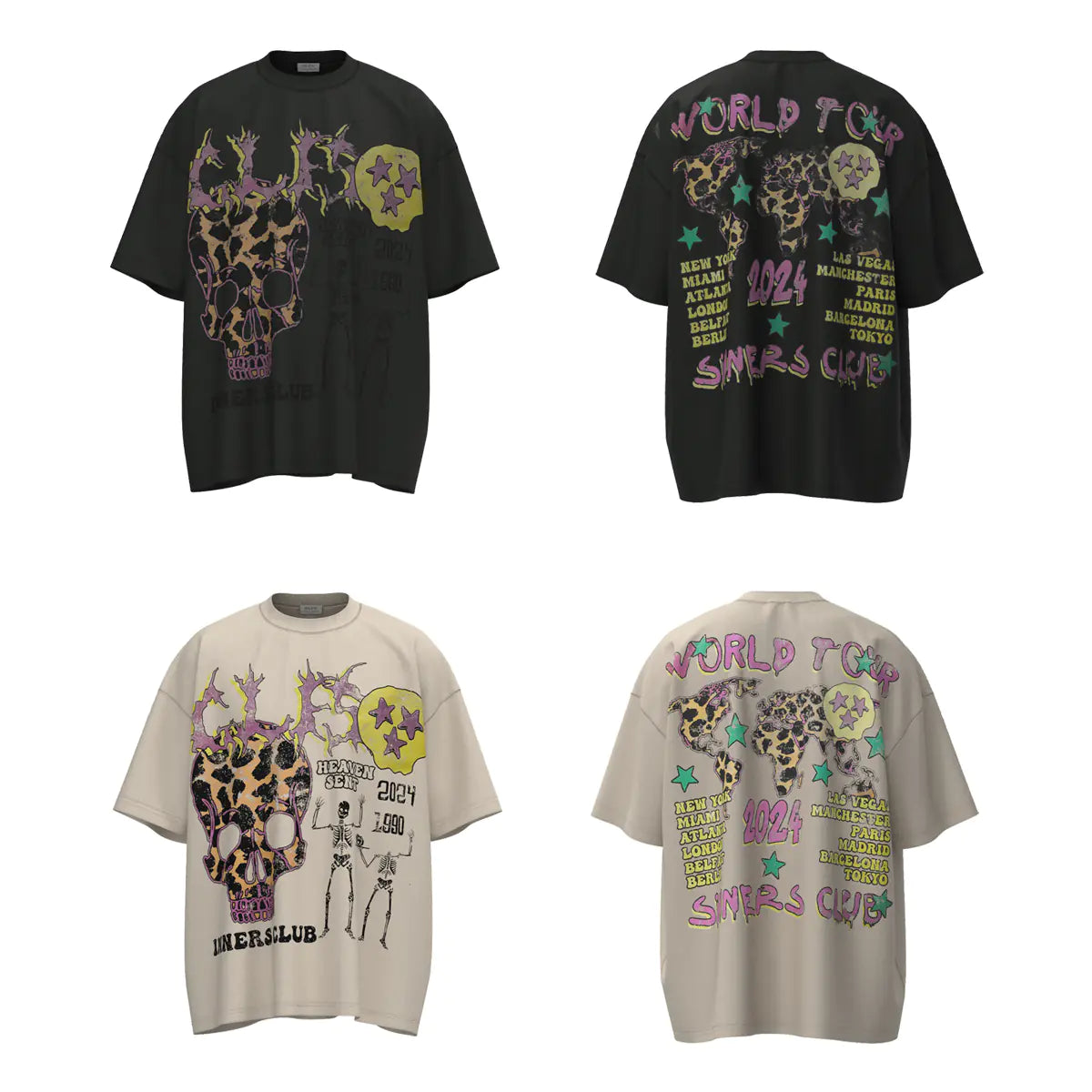 Graphic Skull Print T-Shirts