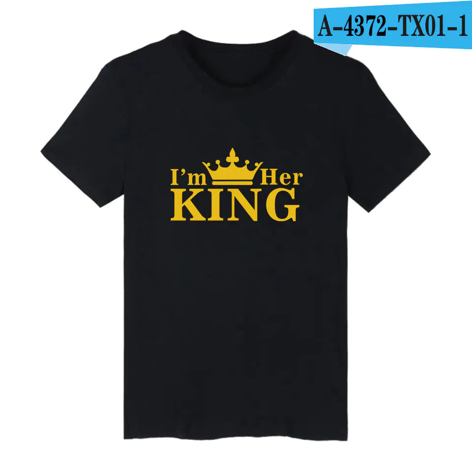 Queen Crown Printed Short Sleeve T-Shirt – Couple Tee