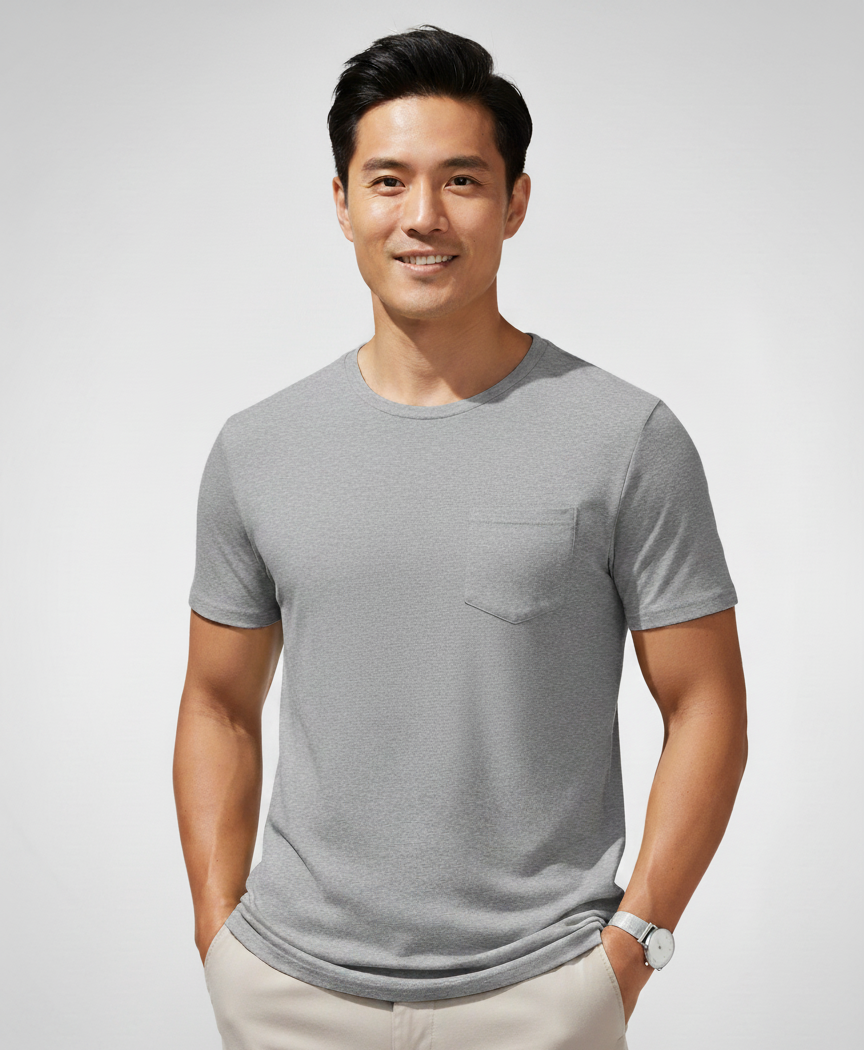 Men’s Cotton Pocket T-Shirt – Soft, Breathable, Casual Crew Neck Tee