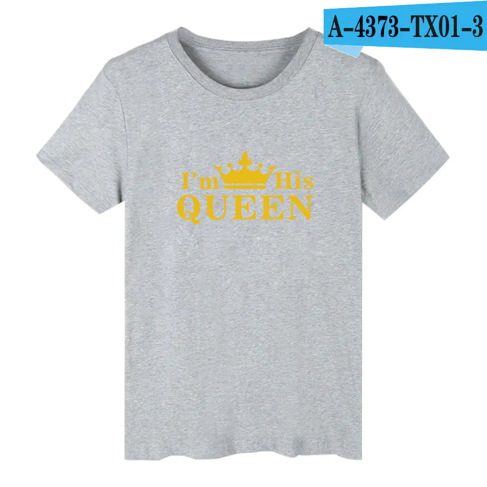 Queen Crown Printed Short Sleeve T-Shirt – Couple Tee