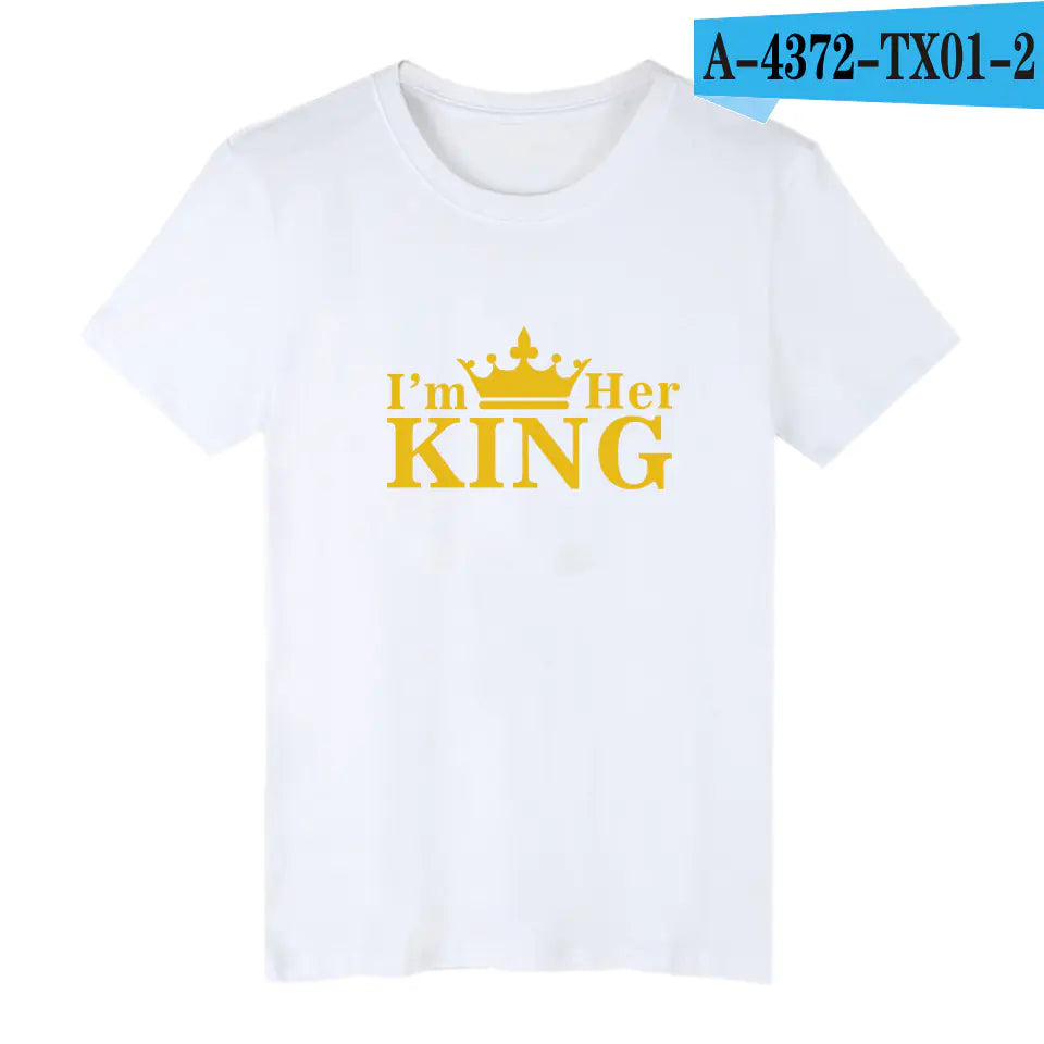 Queen Crown Printed Short Sleeve T-Shirt – Couple Tee